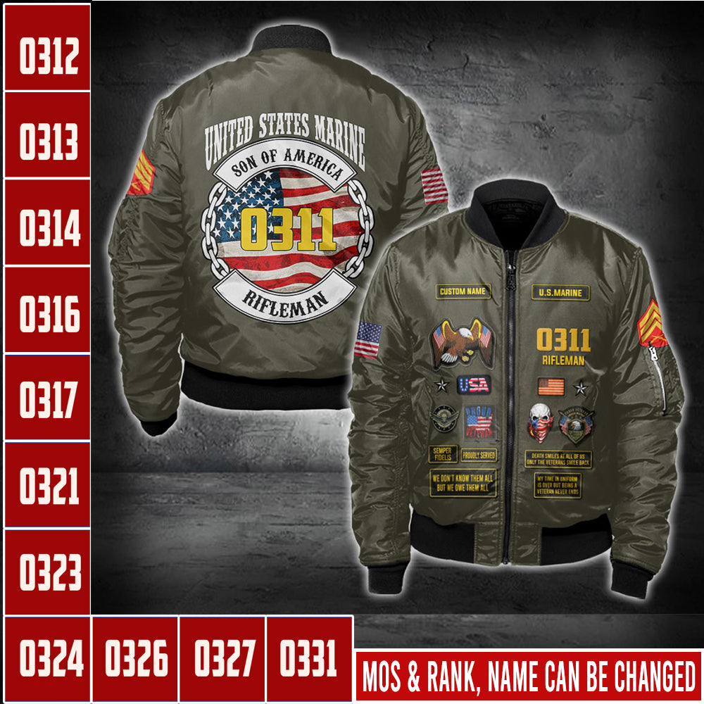 US Military – Marine MOS All Over Print Bomber Jacket