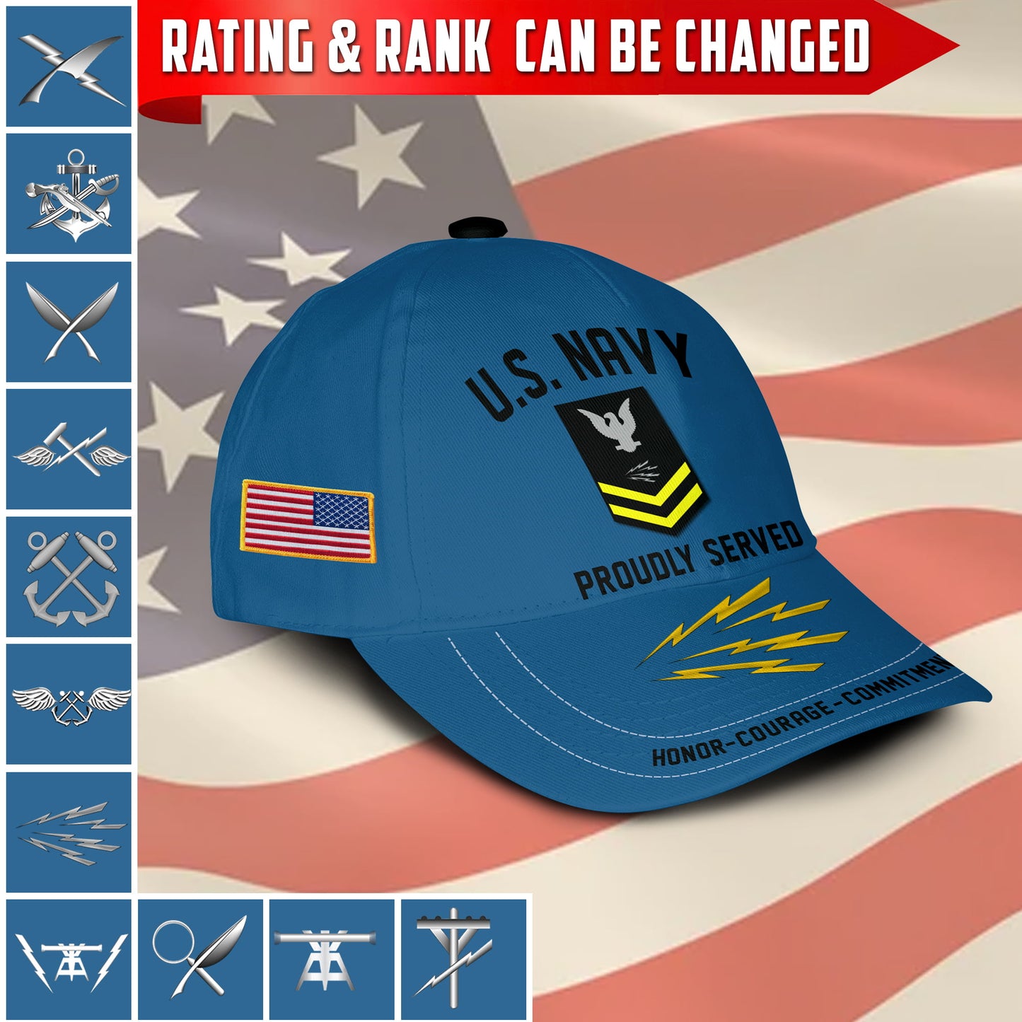 US Military – Navy Rating All Over Print Cap