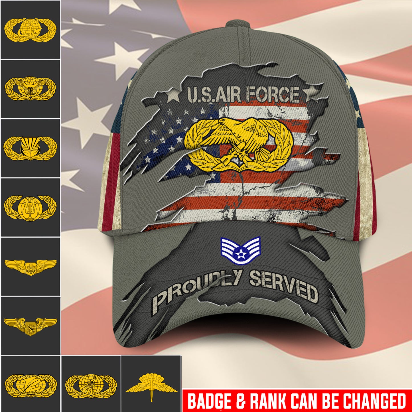 US Military – Air Force Badge All Over Print Cap