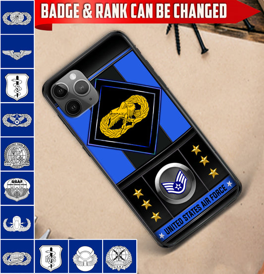 Étui de téléphone personnalisé avec badge de l'armée de l'air américaine imprimé