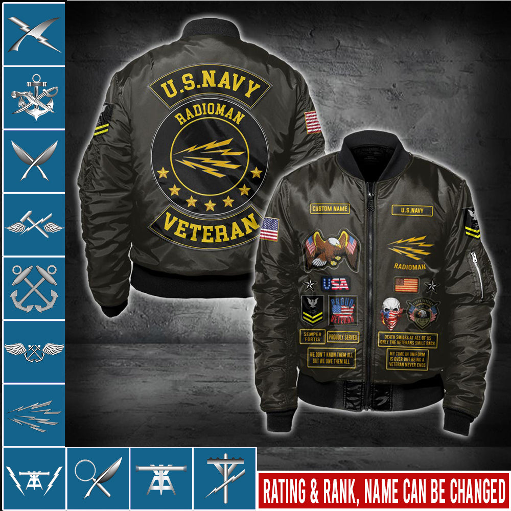 US Military – Navy Badge All Over Print Bomber Jacket