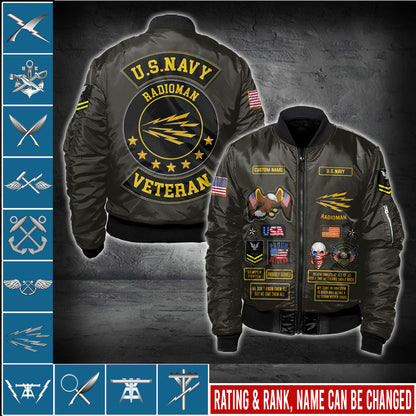 US Military – Navy Badge All Over Print Bomber Jacket