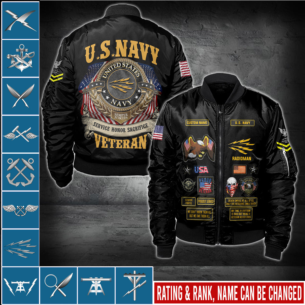 US Military – Navy Badge All Over Print Bomber Jacket