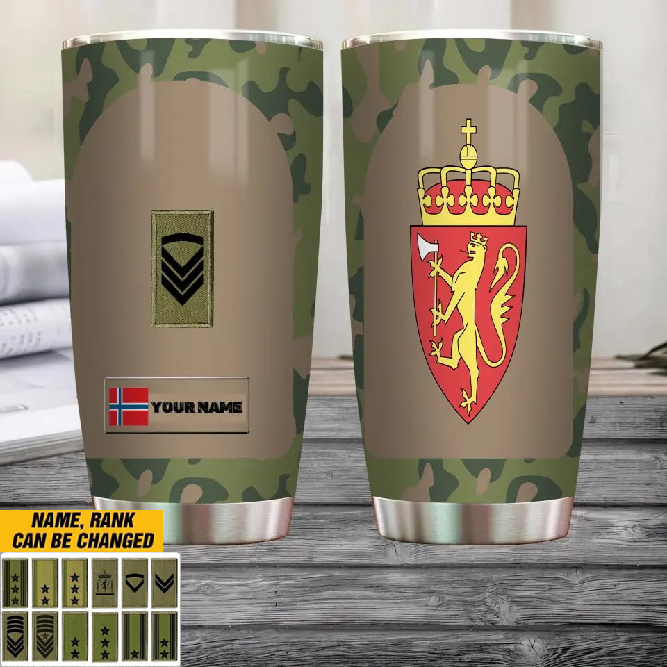Personalized Norway Veteran/Soldier With Rank And Name Camo Tumbler All Over Printed - 1681776003