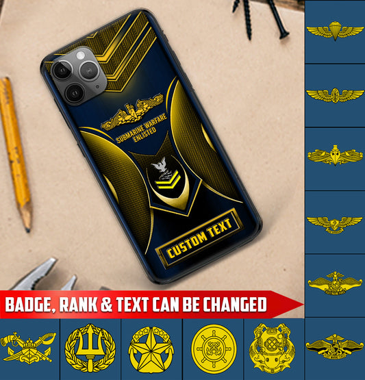 Personalized US Military - Navy Badge Phone Case Printed