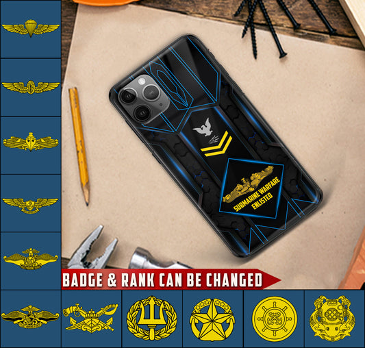 Personalized US Military - Navy Badge Phone Case Printed