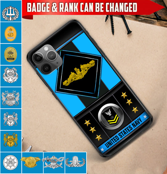 Personalized US Military - Navy Badge Phone Case Printed