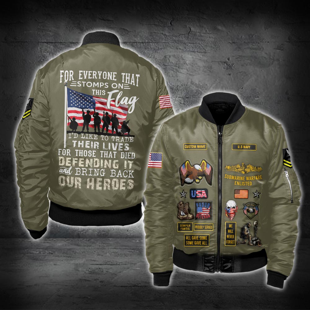 US Military – Navy Badge All Over Print Bomber Jacket