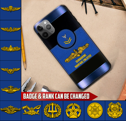 Personalized US Military - Navy Badge Phone Case Printed