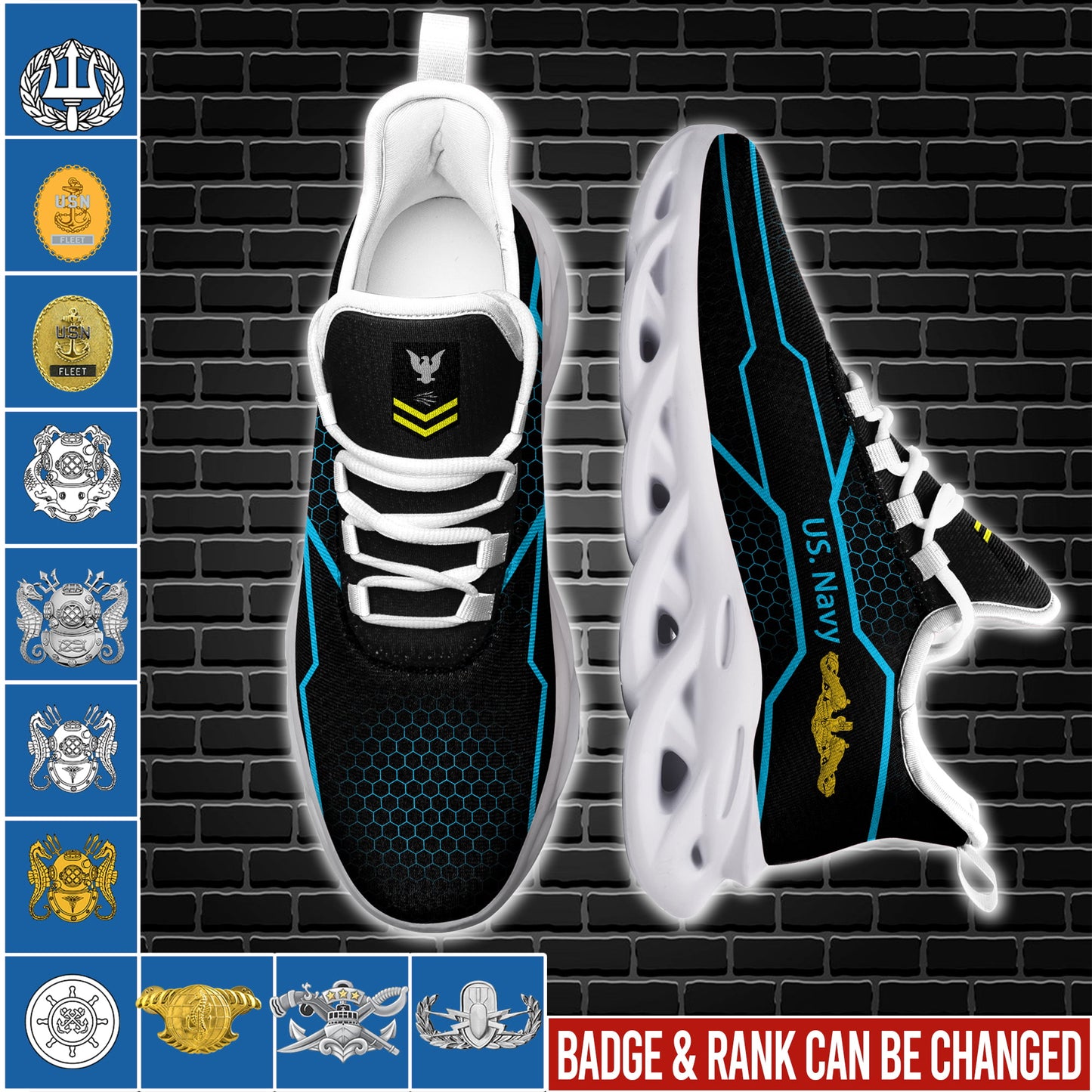 US Military – Navy Badge All Over Print Sneakers