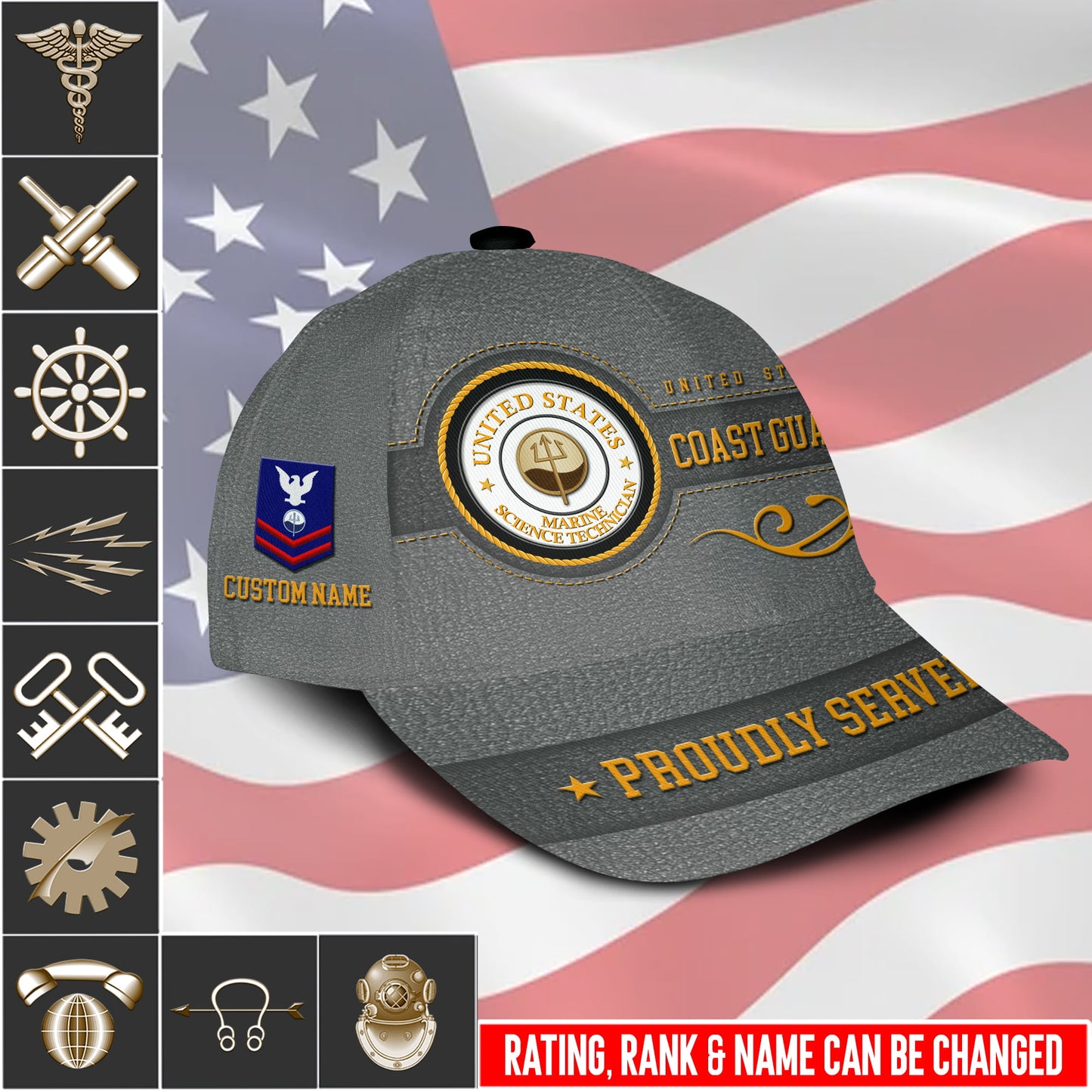 US Military – Coast Guard Rating All Over Print Cap