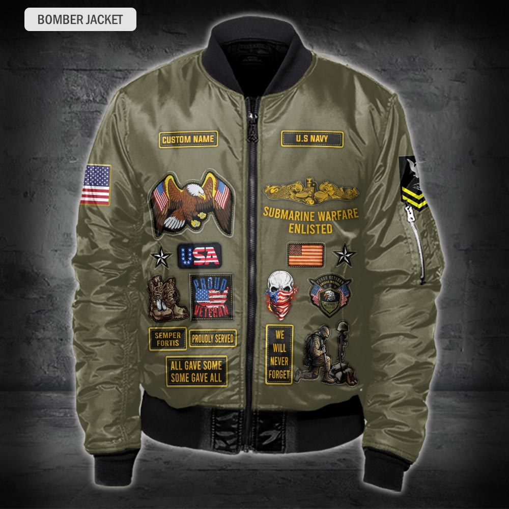 US Military – Navy Badge All Over Print Bomber Jacket