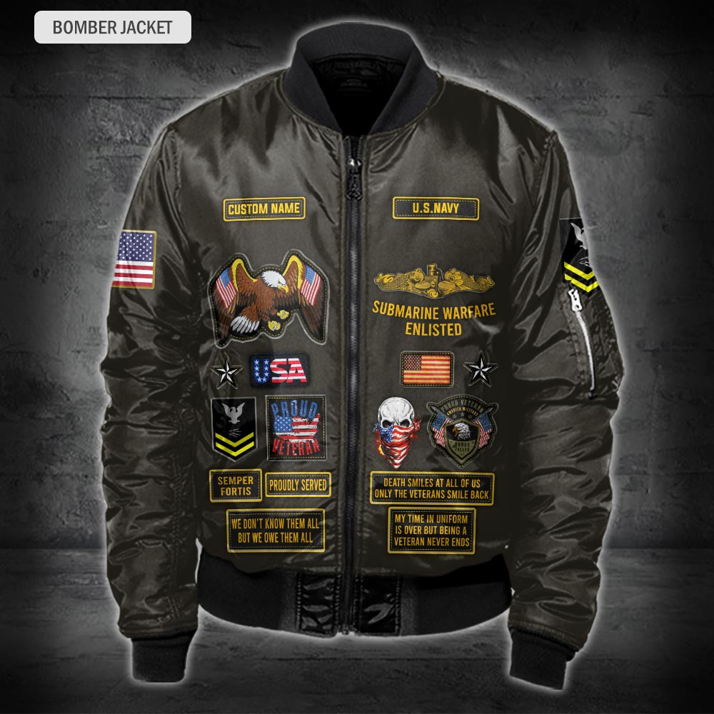 US Military – Navy Badge All Over Print Bomber Jacket