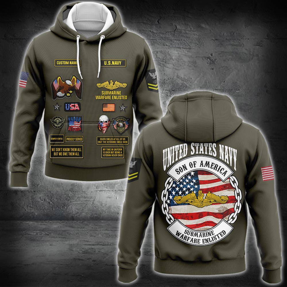 US Military – Navy Badge All Over Print Hoodie
