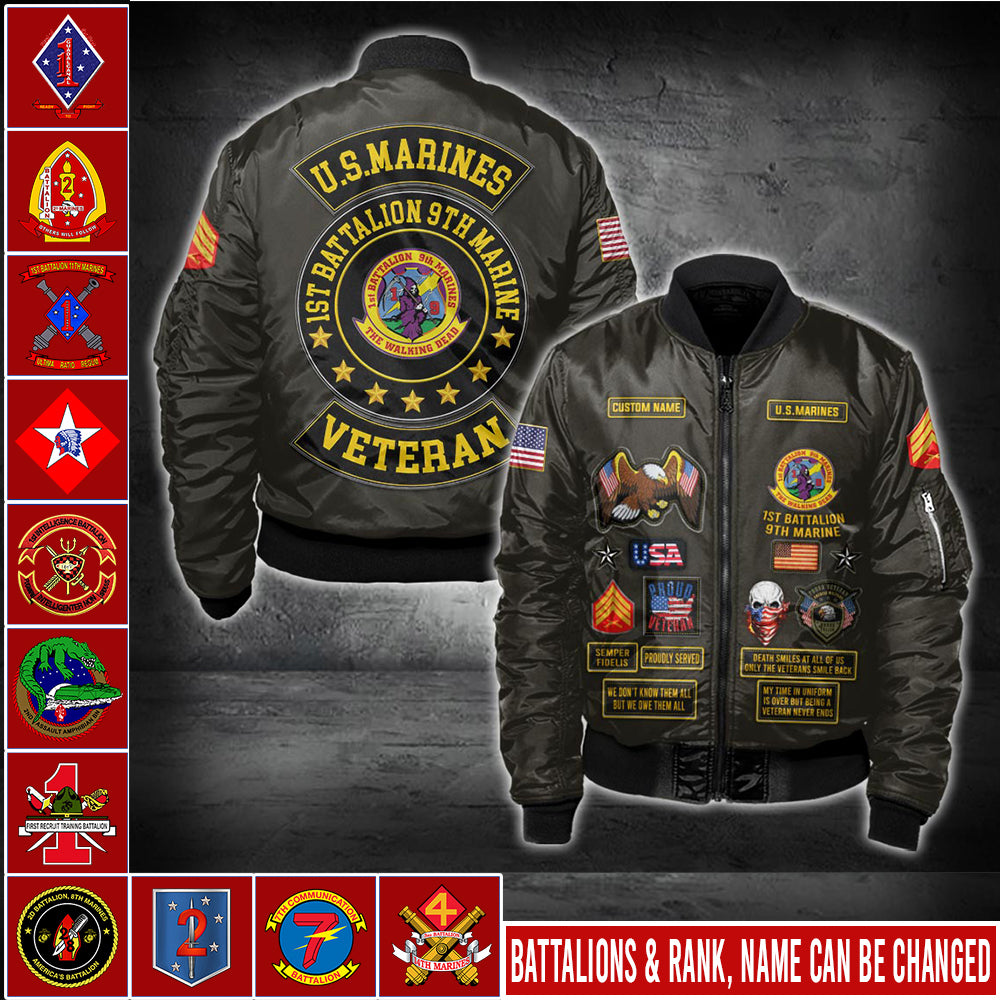 US Military – Marine Battalion All Over Print Bomber Jacket