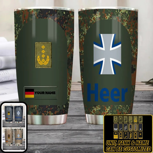 Personalisierter deutscher Veteran/Soldat mit Rang und Namen, Camouflage-Becher, komplett bedruckt, 1804230005