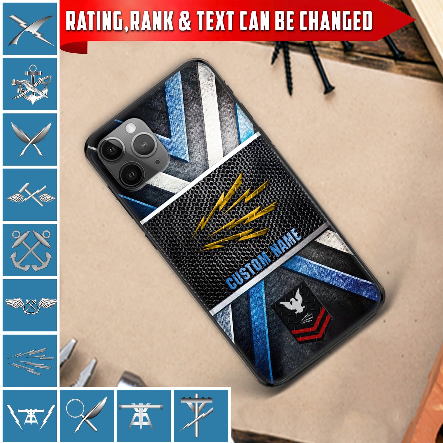 Personalized US Military - Navy Rating Phone Case Printed