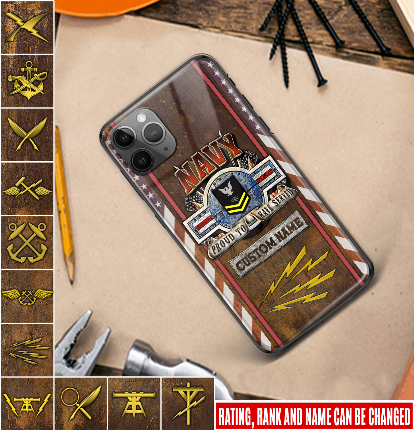 Personalized US Military - Navy Rating Phone Case Printed