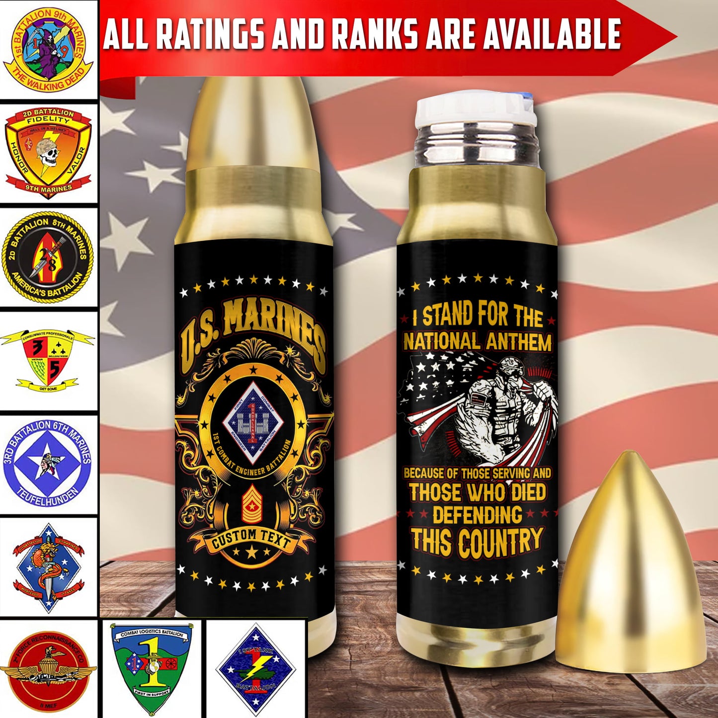 US Military – Marine Battalion – Bullet Tumbler