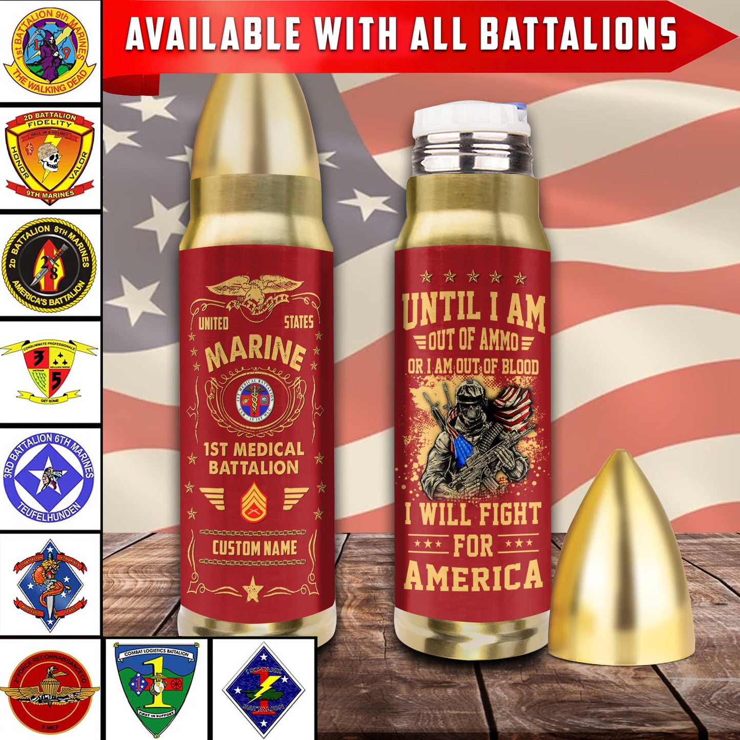 US Military – Marine Battalion – Bullet Tumbler