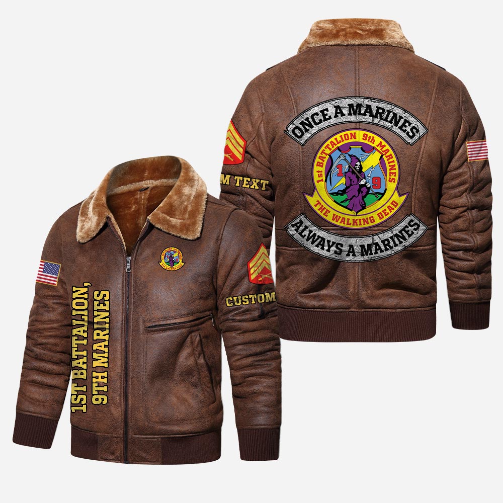 US Military - Marine Battalion - Leather Jacket For Veterans