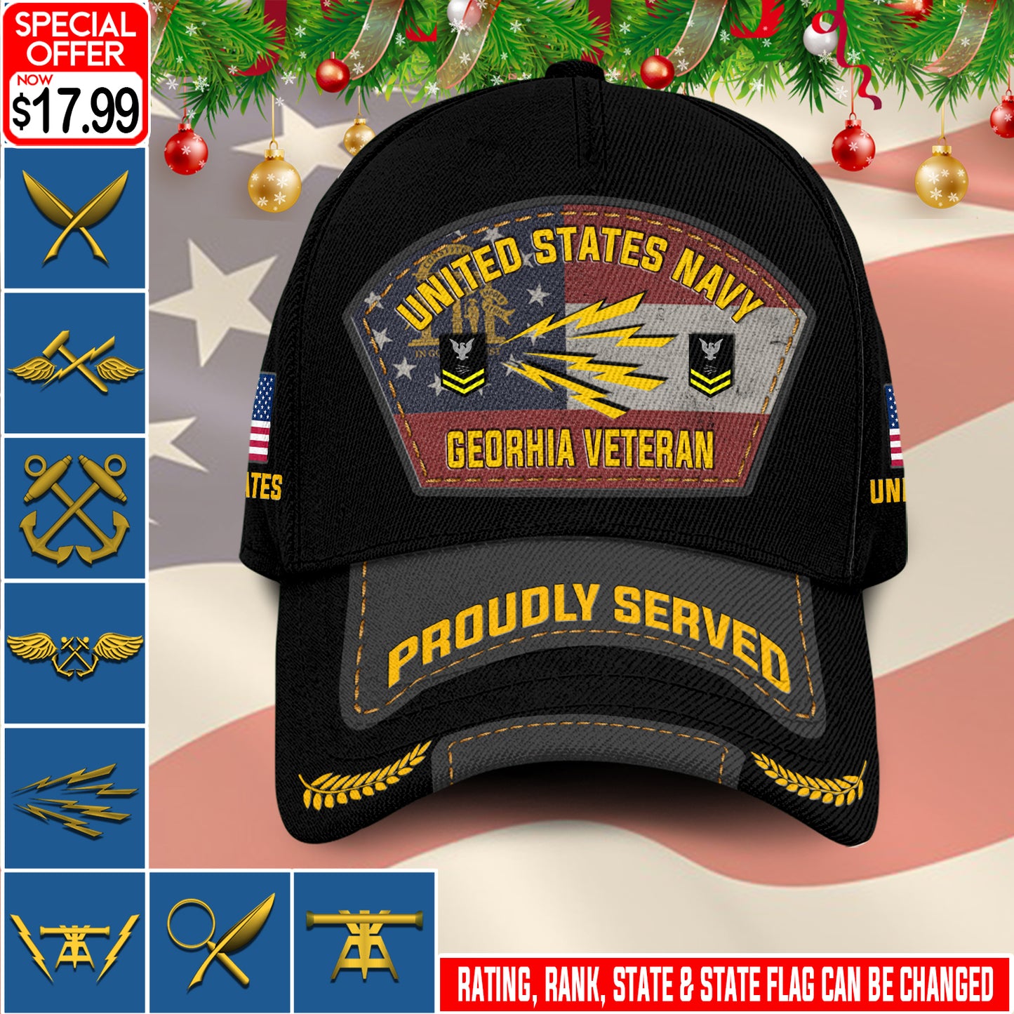 US Military – Navy Rating All Over Print Cap