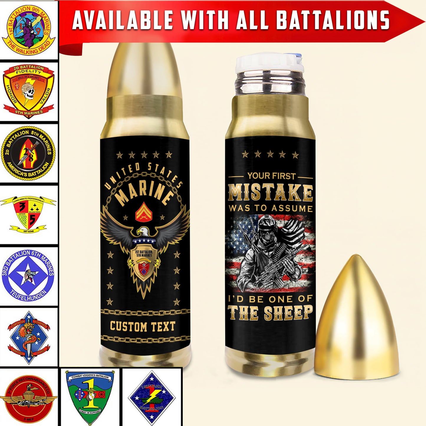 US Military – Marine Battalion – Bullet Tumbler
