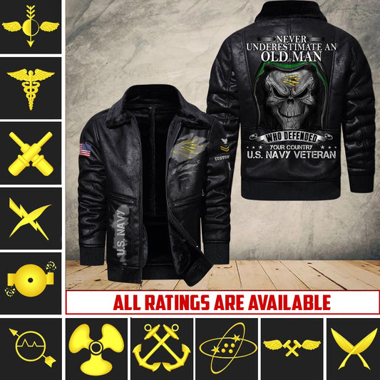 US Military - Navy Rating - Leather Jacket For Veterans