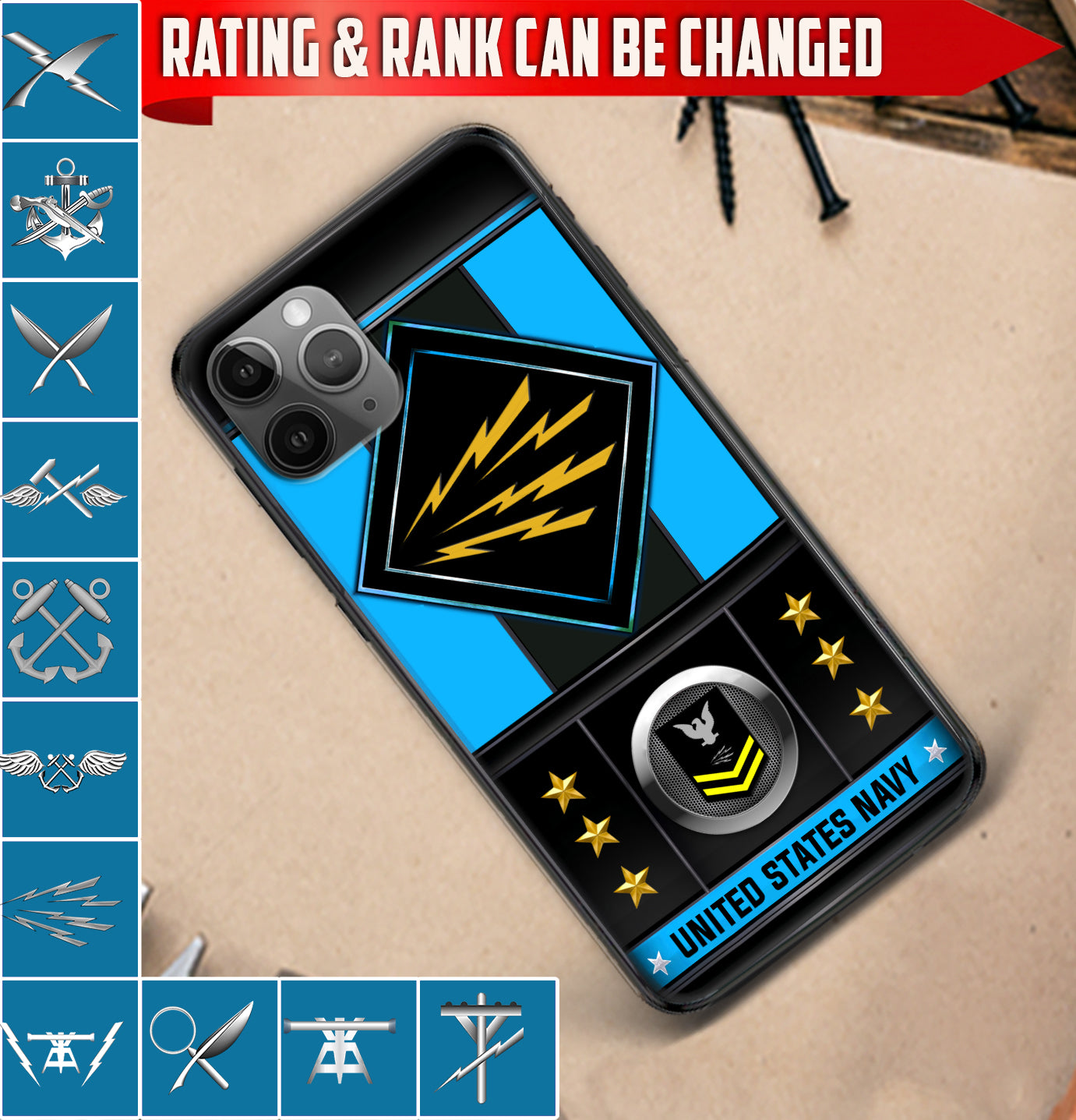Personalized US Military - Navy Rating Phone Case Printed