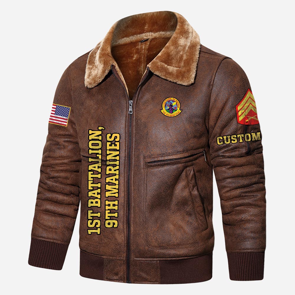 US Military - Marine Battalion - Leather Jacket For Veterans