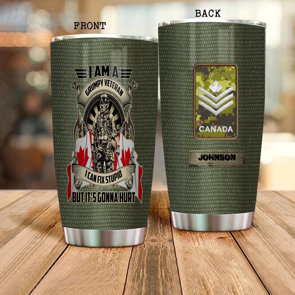 Personalized Canadian Veteran/ Soldier Camo Tumbler All Over Printed - 2212220005