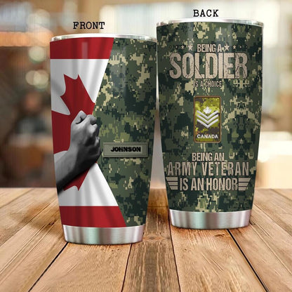 Personalized Canadian Veteran/ Soldier Camo Tumbler All Over Printed 2212220018