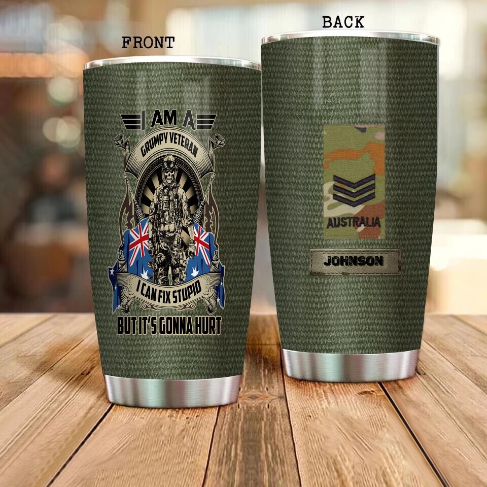 Personalized Australian Veteran/ Soldier Camo Tumbler All Over Printed Personalized Australian Veteran/ Soldier With Rank And Name Camo Tumbler All Over Printed 1824249415
