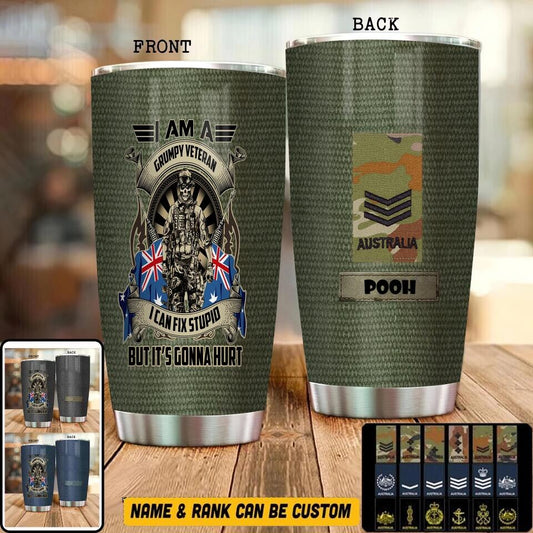 Personalized Australian Veteran/ Soldier Camo Tumbler All Over Printed Personalized Australian Veteran/ Soldier With Rank And Name Camo Tumbler All Over Printed 1824249415