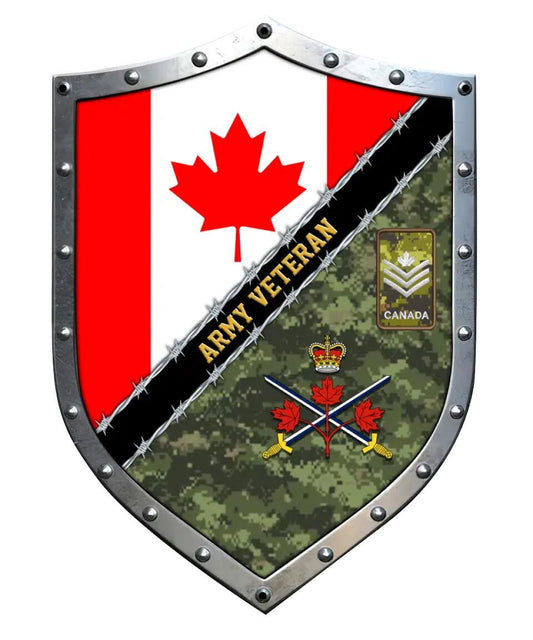 Personalized Rank Canadian Soldier/Veterans Camo Cut Metal Sign - 1602230001