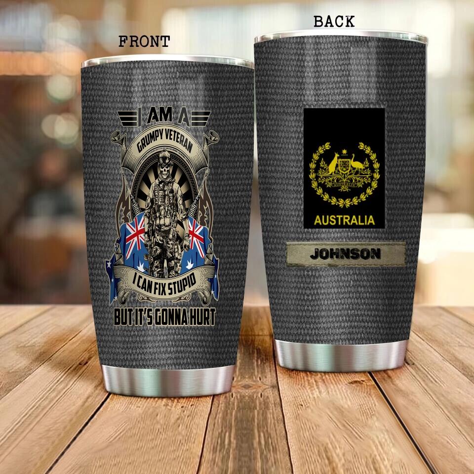 Personalized Australian Veteran/ Soldier Camo Tumbler All Over Printed Personalized Australian Veteran/ Soldier With Rank And Name Camo Tumbler All Over Printed 1824249415