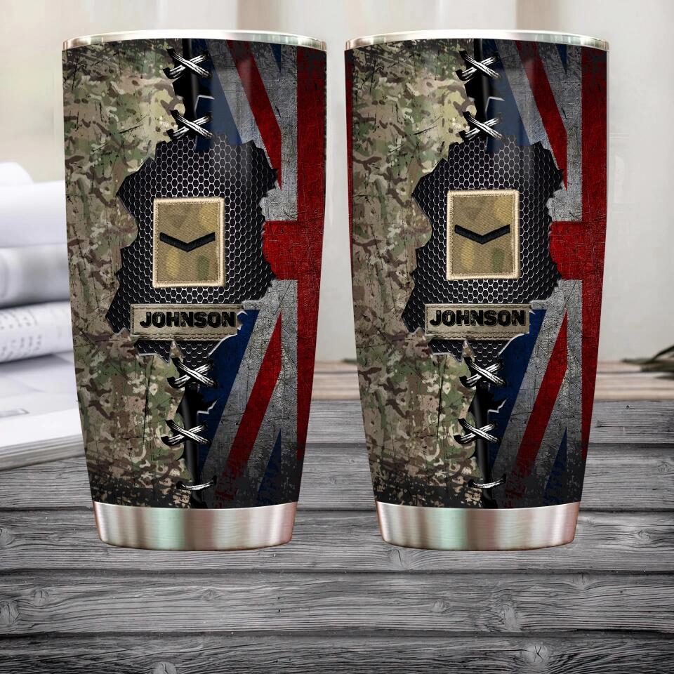 Personalized UK Soldier/  Veteran Camo Tumbler All Over Printed - 17068320