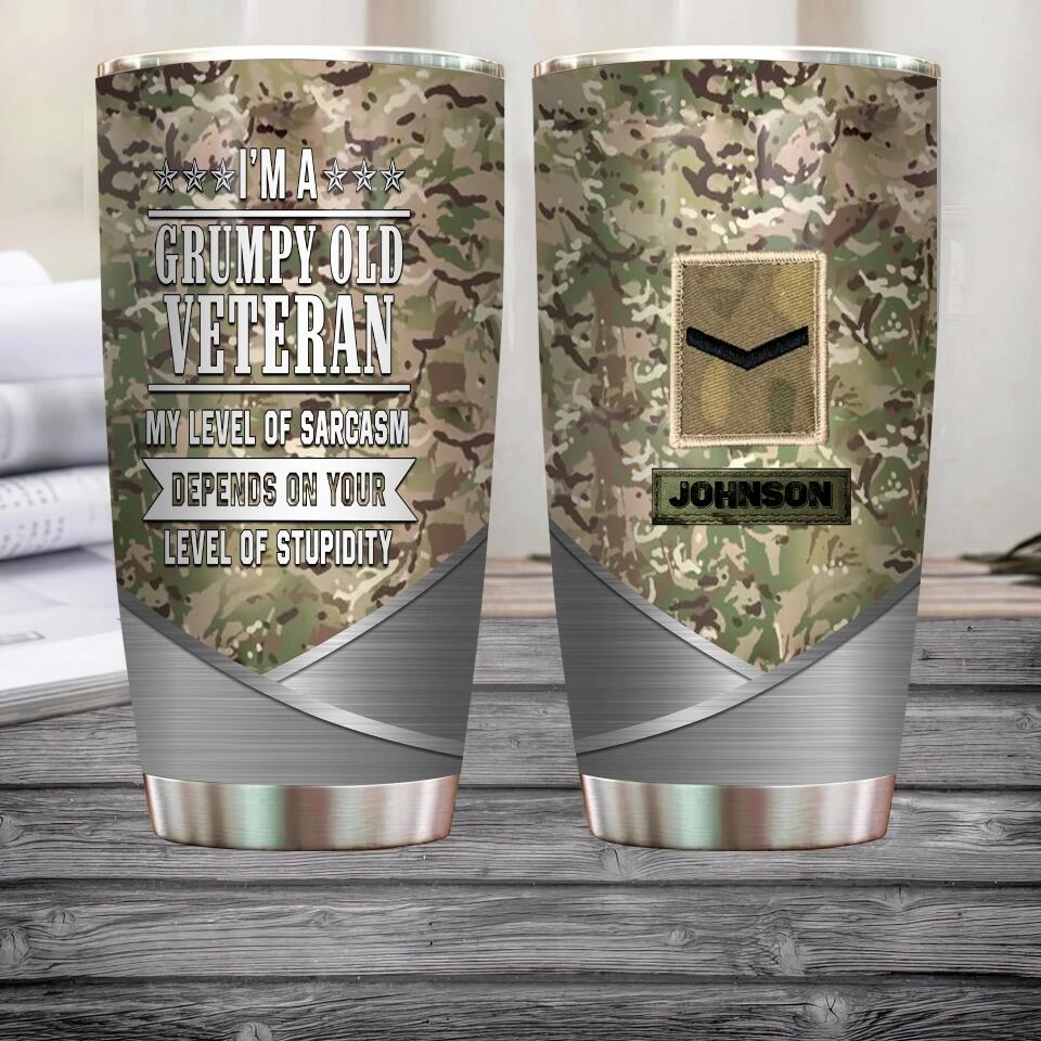 Personalized UK Soldier/  Veteran Camo Tumbler All Over Printed - 17068320