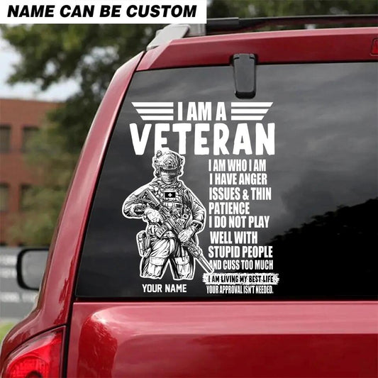 Personalized I Am A Veteran Swiss Veteran/Soldier Decal Printed - 2402230001