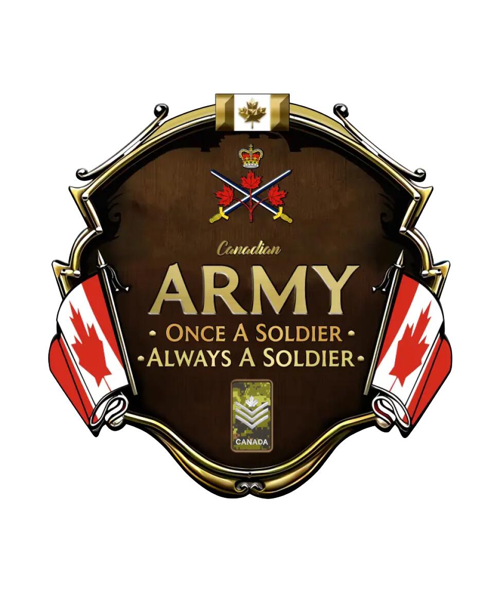 Personalized Rank Canadian Soldier/Veterans Camo Cut Metal Sign - 0102240008