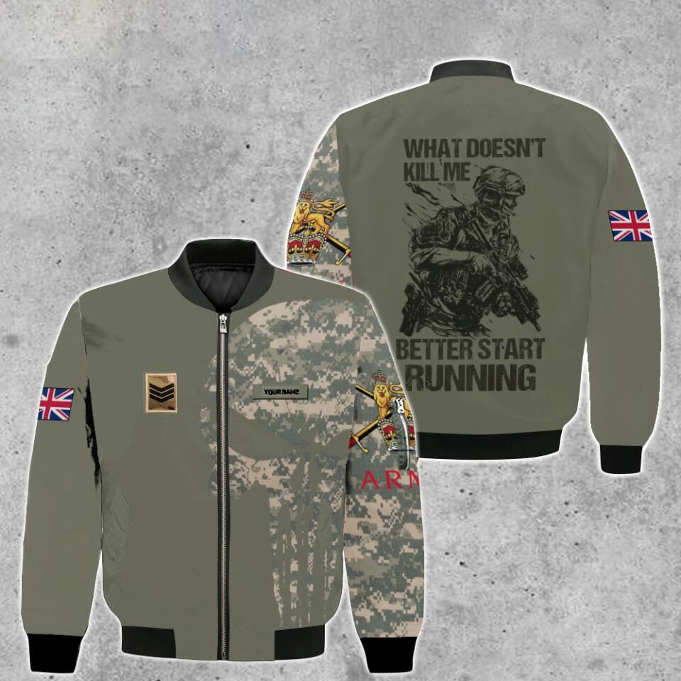Personalized UK Solider/ Veteran Camo With Name And Rank Bomber Jacket 3D Printed - 16776288