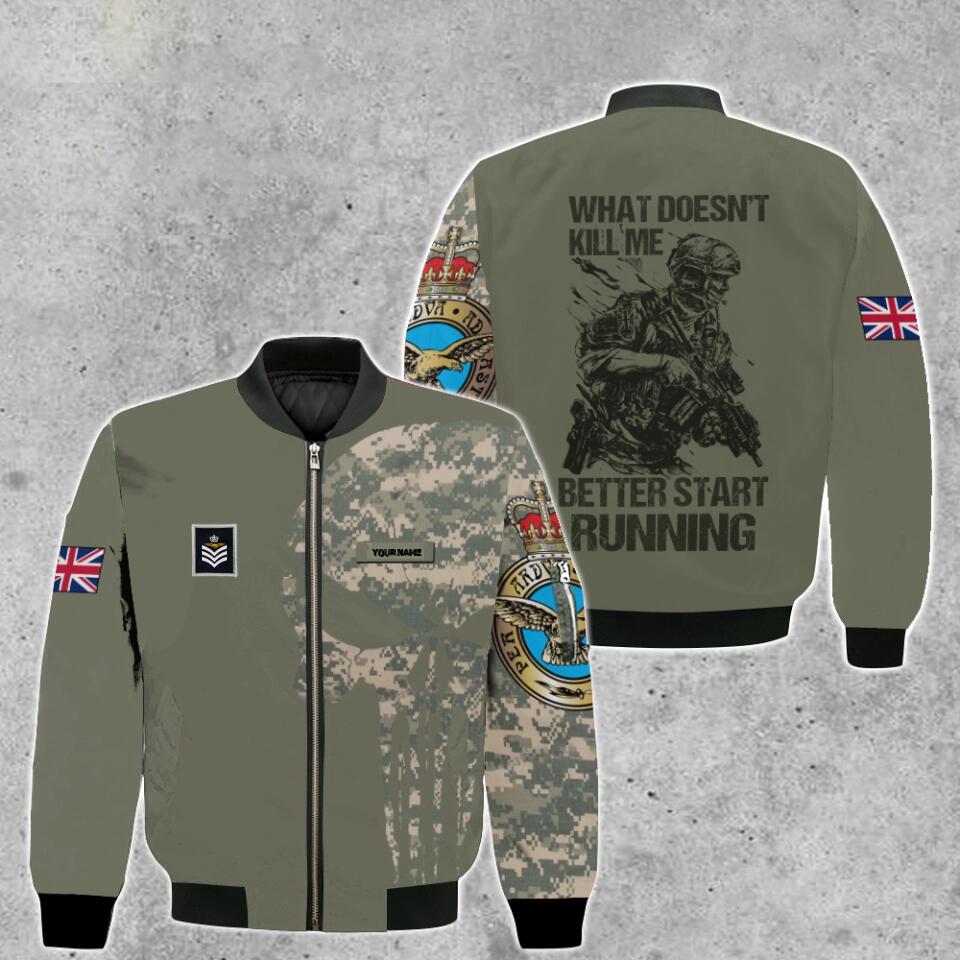 Personalized UK Solider/ Veteran Camo With Name And Rank Bomber Jacket 3D Printed - 16776288