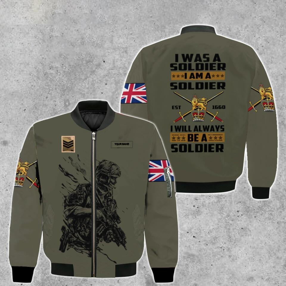 Personalized UK Solider/ Veteran Camo With Name And Rank Bomber Jacket 3D Printed - 1677628802