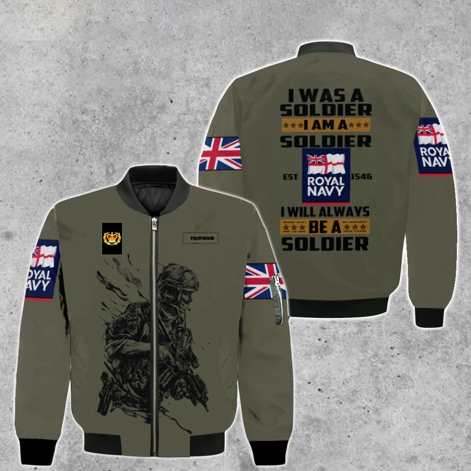 Personalized UK Solider/ Veteran Camo With Name And Rank Bomber Jacket 3D Printed - 1677628802