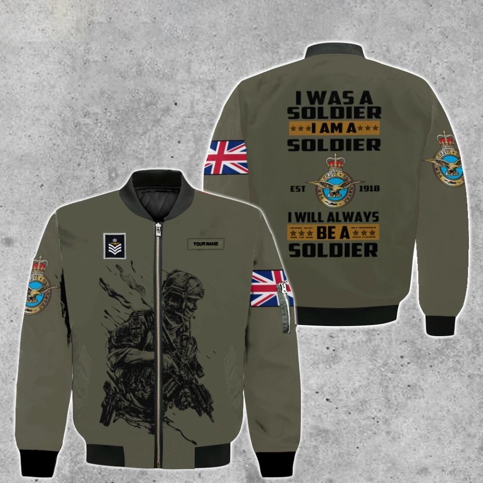 Personalized UK Solider/ Veteran Camo With Name And Rank Bomber Jacket 3D Printed - 1677628802