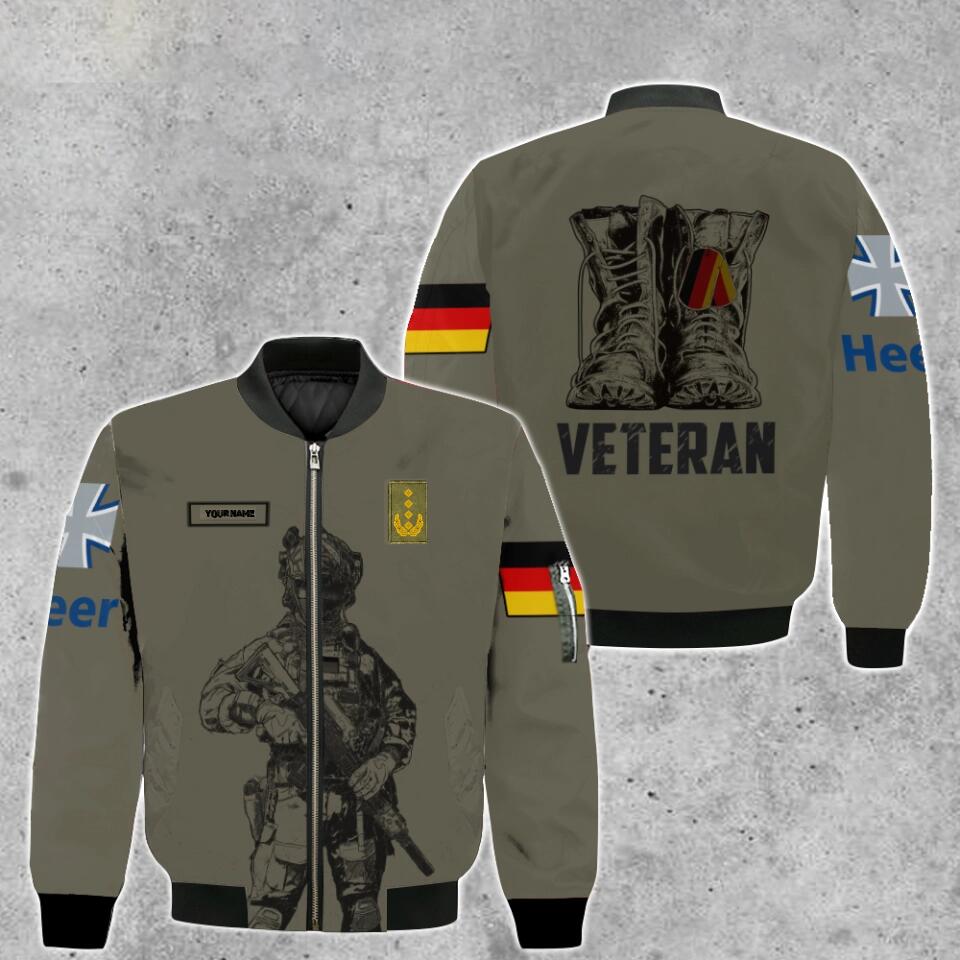 Personalized German Solider/ Veteran Camo With Name And Rank Bomber Jacket 3D Printed - 0103230002