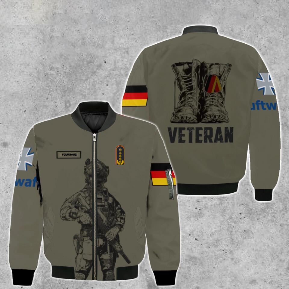 Blouson aviateur personnalisé avec camouflage pour soldat/vétéran allemand, imprimé en 3D, avec nom et grade - 0103230002