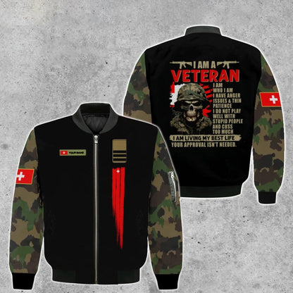 Personalized Swiss Soldier/ Veteran Camo With Name And Rank Bomber Jacket 3D Printed - 0903230002