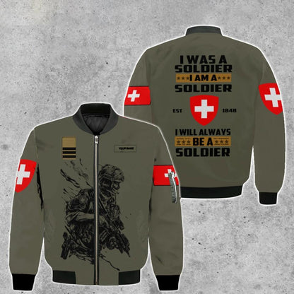 Personalized Swiss Soldier/ Veteran Camo With Name And Rank Bomber Jacket 3D Printed - 0103230003