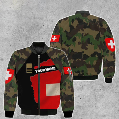 Personalized Swiss Soldier/ Veteran Camo With Name And Rank Bomber Jacket 3D Printed - 1303230001
